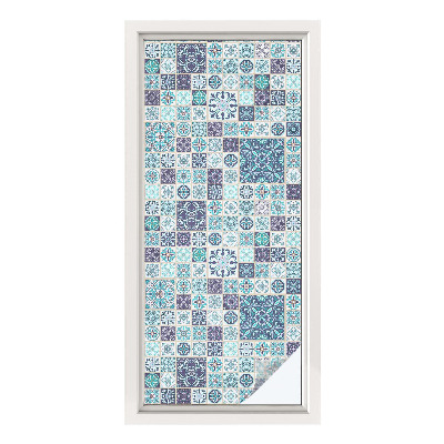 Öntapadós üvegfólia vitrázs mintával Virágos csempe