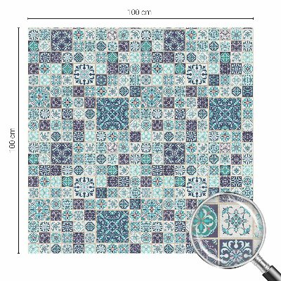 Öntapadós üvegfólia vitrázs mintával Virágos csempe