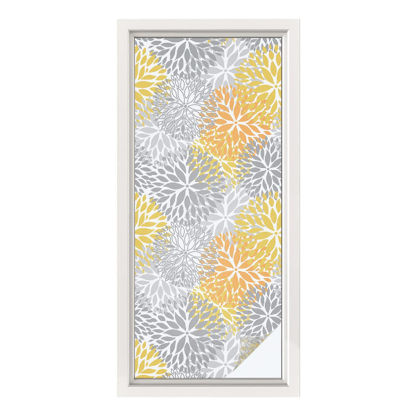 Öntapadós ablakfólia ólomüveg mintával Színes virágok