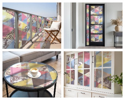 Dekoratív üvegfólia ablakra Színes háromszögek