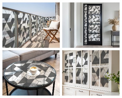 Öntapadós ablakfólia ólomüveg mintával Geometriai illúziók