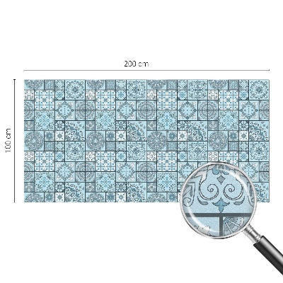 Öntapadós üvegfólia vitrázs mintával Kék csempék