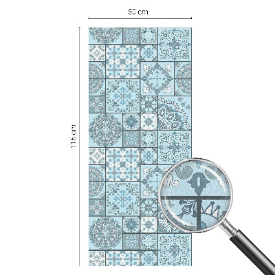 Öntapadós üvegfólia vitrázs mintával Kék csempék