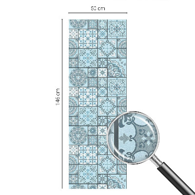 Öntapadós üvegfólia vitrázs mintával Kék csempék