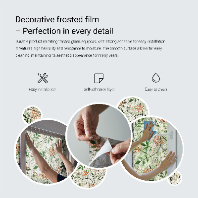 Öntapadós üvegfólia vitrázs mintával növényi levelek