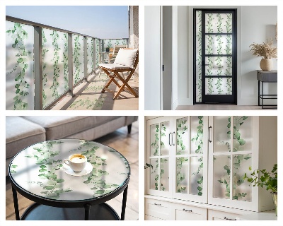 Színes mintás ablakfólia Zöld füzérek