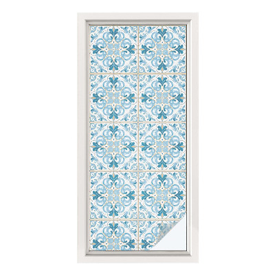 Öntapadós ablakfólia ólomüveg mintával Virágos csempe