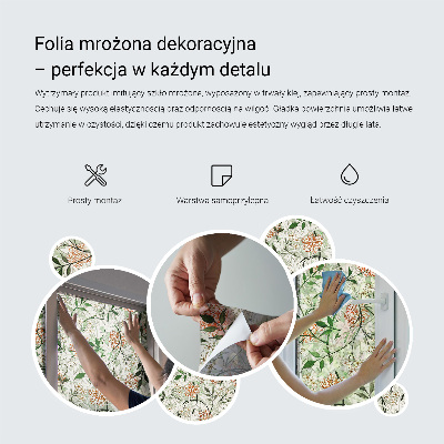 Öntapadós üvegfólia vitrázs mintával Retro levelek