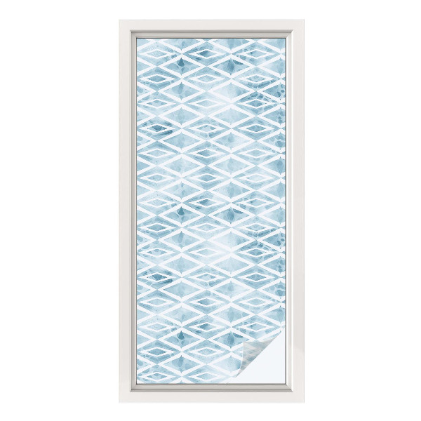 Öntapadós üvegfólia vitrázs mintával Kék rombuszok