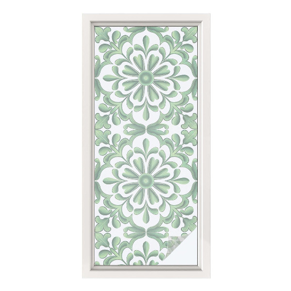 Öntapadós ablakfólia ólomüveg mintával Zöld levelek