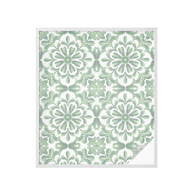 Öntapadós ablakfólia ólomüveg mintával Zöld levelek