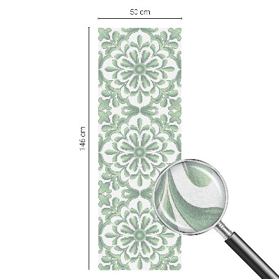 Öntapadós ablakfólia ólomüveg mintával Zöld levelek