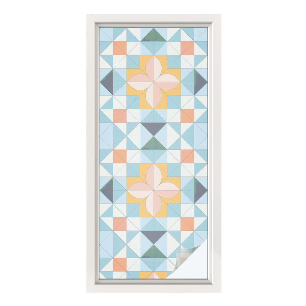 Öntapadós üvegfólia vitrázs mintával Színes geometria