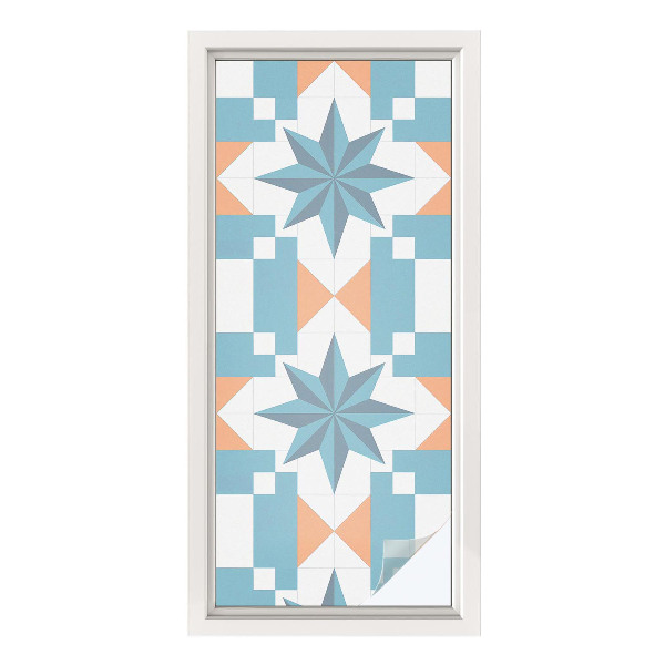 Öntapadós ablakfólia ólomüveg mintával Kék csillagok