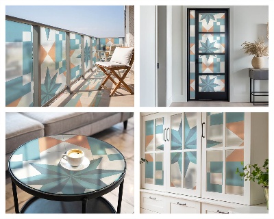 Öntapadós ablakfólia ólomüveg mintával Kék csillagok