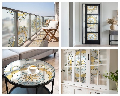 Színes mintás ablakfólia Színes mandalák