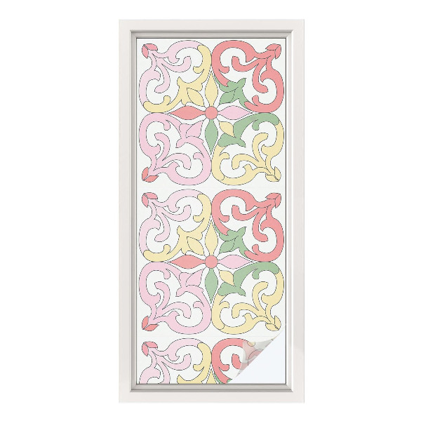 Öntapadós üvegfólia vitrázs mintával Virágdíszek