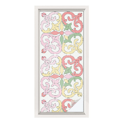 Öntapadós üvegfólia vitrázs mintával Virágdíszek