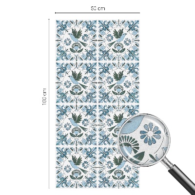 Öntapadós ablakfólia ólomüveg mintával Kék virágok