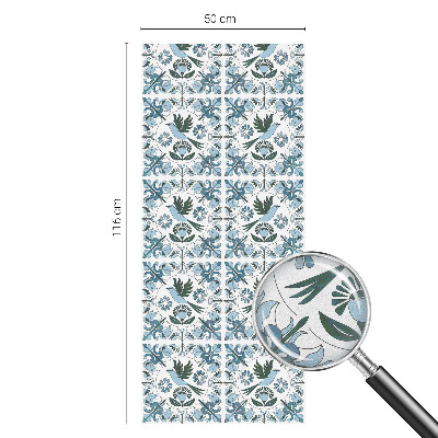 Öntapadós ablakfólia ólomüveg mintával Kék virágok