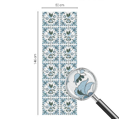 Öntapadós ablakfólia ólomüveg mintával Kék virágok