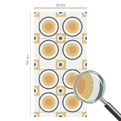 Öntapadós üvegfólia vitrázs mintával Retro körök