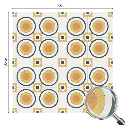Öntapadós üvegfólia vitrázs mintával Retro körök