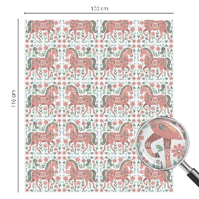 Öntapadós üvegfólia vitrázs mintával Színes lovak