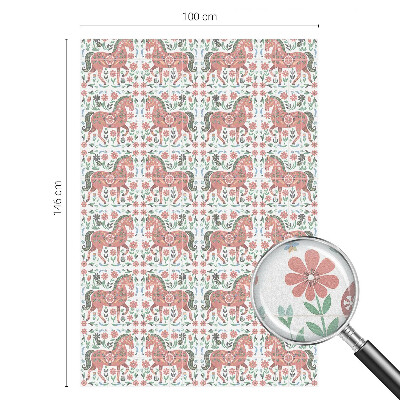 Öntapadós üvegfólia vitrázs mintával Színes lovak