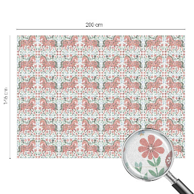 Öntapadós üvegfólia vitrázs mintával Színes lovak