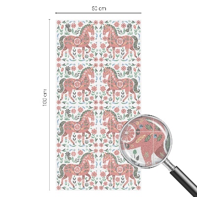 Öntapadós üvegfólia vitrázs mintával Színes lovak