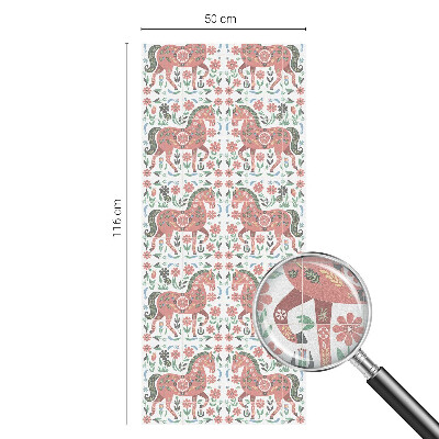 Öntapadós üvegfólia vitrázs mintával Színes lovak