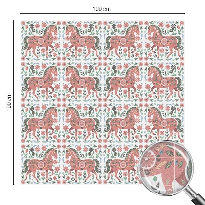 Öntapadós üvegfólia vitrázs mintával Színes lovak