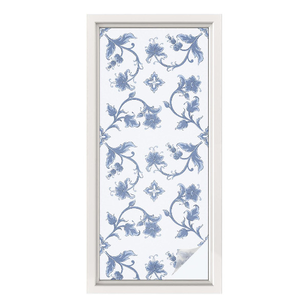 Öntapadós üvegfólia vitrázs mintával Virágdísz