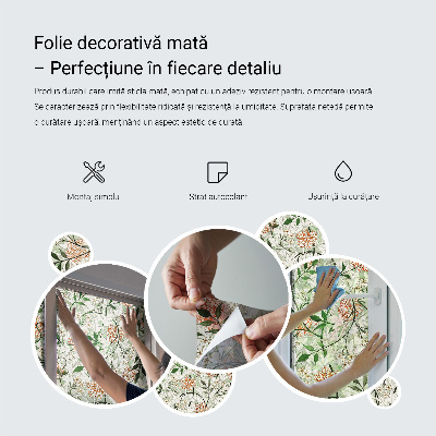 Öntapadós ablakfólia ólomüveg mintával Leveles elegancia