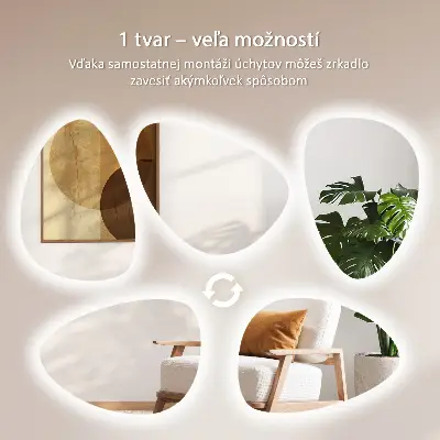 Tojás alakú fali tükör LED világítással