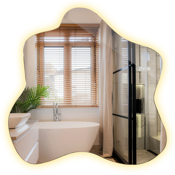 Folt alakú tükör LED-es megvilágítású