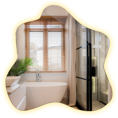 Folt alakú tükör LED-es megvilágítású