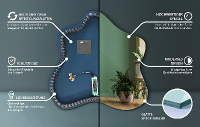 Folt alakú tükör LED-es megvilágítású