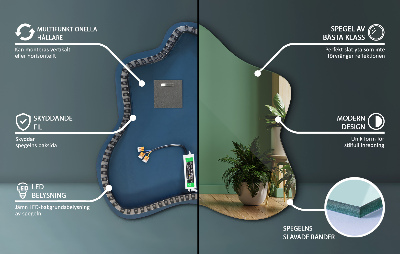 Folt alakú tükör LED-es megvilágítású