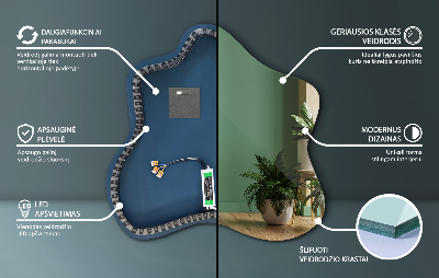 Folt alakú tükör LED-es megvilágítású