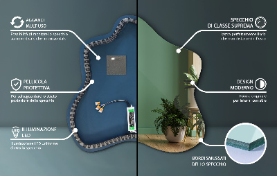 Folt alakú tükör LED-es megvilágítású