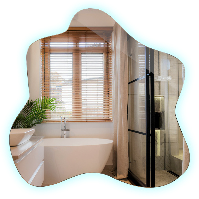 Folt alakú tükör LED-es megvilágítású