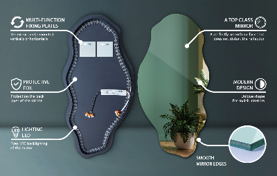 Aszimmetrikus LED tükör Nincsenek keretek