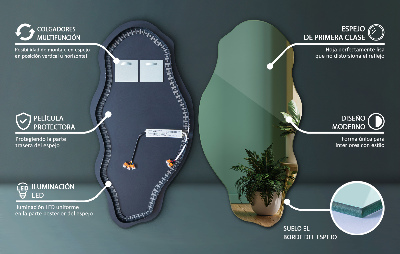 Aszimmetrikus LED tükör Nincsenek keretek