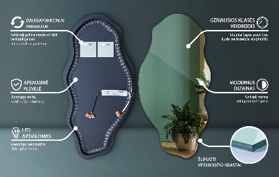 Aszimmetrikus LED tükör Nincsenek keretek