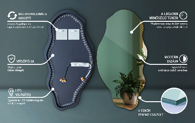 Aszimmetrikus LED tükör Nincsenek keretek