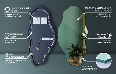 Aszimmetrikus LED tükör Nincsenek keretek