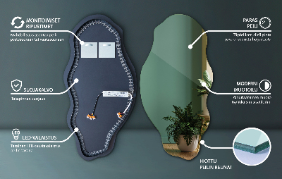 Aszimmetrikus LED tükör Nincsenek keretek