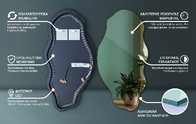 Aszimmetrikus LED tükör Nincsenek keretek